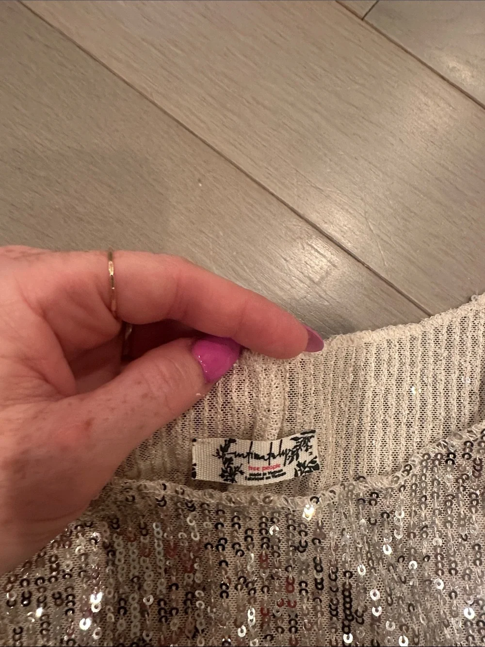 Free People Champagne Sequin long sleeve